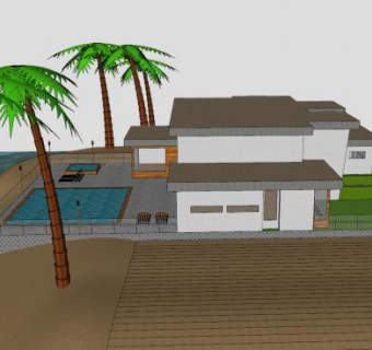 温特布鲁斯海滩别墅建筑SU模型下载_sketchup草图大师SKP模型