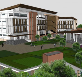 园林景观别墅建筑SU模型下载_sketchup草图大师SKP模型