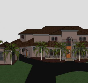 欧式独栋别墅建筑SU模型下载_sketchup草图大师SKP模型