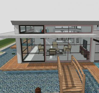 现代简单别墅建筑SU模型下载_sketchup草图大师SKP模型