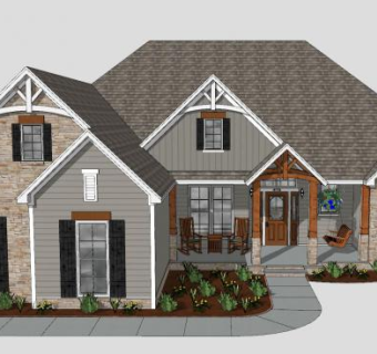 当代单层别墅SU模型下载_sketchup草图大师SKP模型