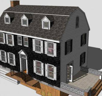 欧式风房子别墅SU模型下载_sketchup草图大师SKP模型