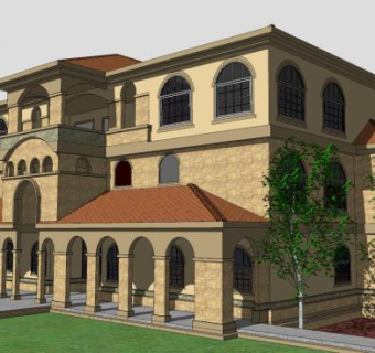 北美风格豪华别墅SU模型下载_sketchup草图大师SKP模型