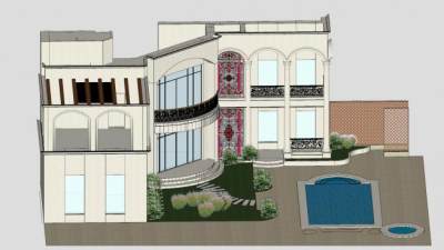 经典别墅豪华建筑SU模型下载_sketchup草图大师SKP模型