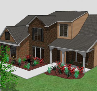 乡村风格住宅别墅SU模型下载_sketchup草图大师SKP模型