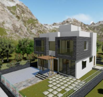 现代住宅平房建筑SU模型下载_sketchup草图大师SKP模型