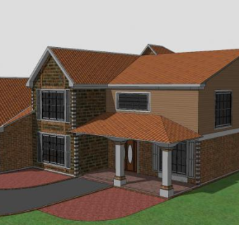 老式风格房子别墅建筑SU模型下载_sketchup草图大师SKP模型