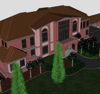古典传统别墅建筑SU模型下载_sketchup草图大师SKP模型
