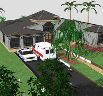 当代风格住宅别墅SU模型下载_sketchup草图大师SKP模型