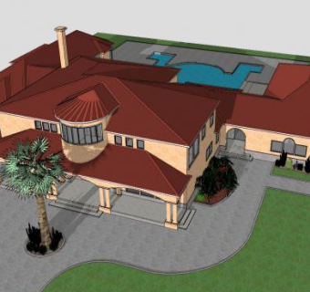 家庭别墅现代建筑SU模型下载_sketchup草图大师SKP模型