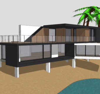 岛上别墅建筑SU模型下载_sketchup草图大师SKP模型