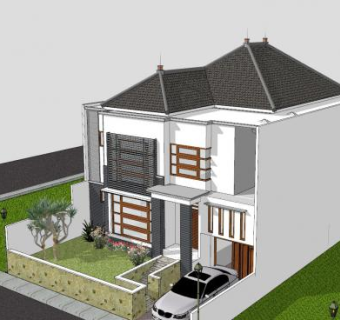 极简公寓别墅建筑SU模型下载_sketchup草图大师SKP模型
