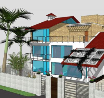 度假居酒店建筑SU模型下载_sketchup草图大师SKP模型