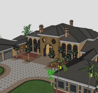 现代贵族建筑大厦SU模型下载_sketchup草图大师SKP模型