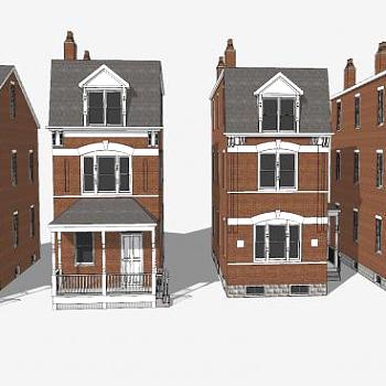 <em>维多利亚</em>联排别墅SU模型下载_sketchup草图大师SKP模型