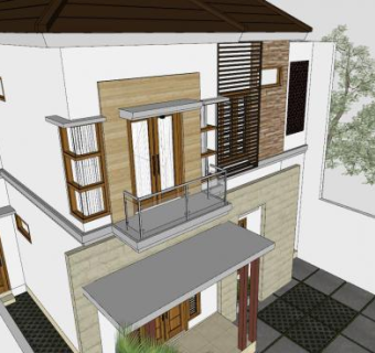 双层极简别墅建筑SU模型下载_sketchup草图大师SKP模型
