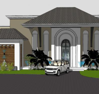 宴会厅别墅建筑SU模型下载_sketchup草图大师SKP模型