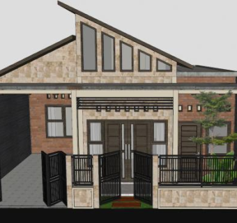 极简住宅花园建筑SU模型下载_sketchup草图大师SKP模型