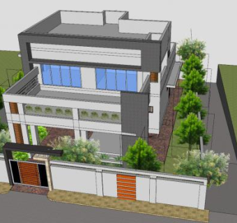 景观房子别墅SU模型下载_sketchup草图大师SKP模型