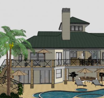 海洋梦想房子建筑SU模型下载_sketchup草图大师SKP模型