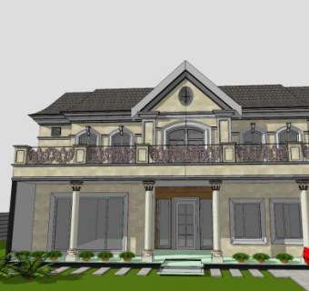 别墅豪华住宅建筑SU模型下载_sketchup草图大师SKP模型
