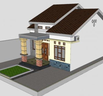 现代典型别墅建筑SU模型下载_sketchup草图大师SKP模型