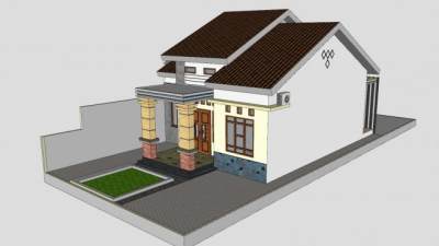 现代典型别墅建筑SU模型下载_sketchup草图大师SKP模型