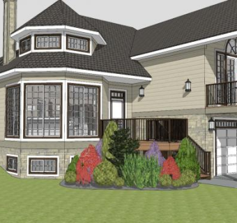 复式住宅房子建筑SU模型下载_sketchup草图大师SKP模型