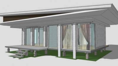 现代别墅复式住宅SU模型下载_sketchup草图大师SKP模型