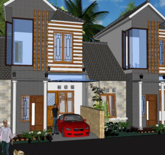 小房子联排别墅SU模型下载_sketchup草图大师SKP模型