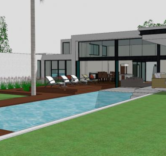 现代豪华户外住宅建筑SU模型下载_sketchup草图大师SKP模型