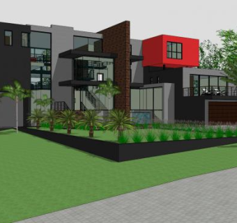 现代豪华住宅别墅SU模型下载_sketchup草图大师SKP模型