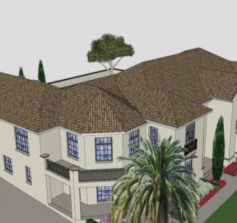地中海别墅建筑SU模型下载_sketchup草图大师SKP模型