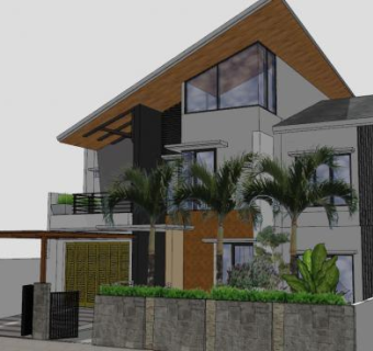 现代立面研究建筑SU模型下载_sketchup草图大师SKP模型