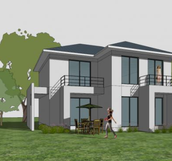 百家好别墅建筑SU模型下载_sketchup草图大师SKP模型