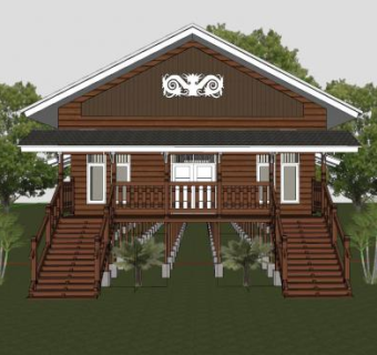 现代木屋房子建筑SU模型下载_sketchup草图大师SKP模型