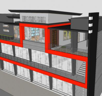 顶层公寓别墅建筑SU模型下载_sketchup草图大师SKP模型