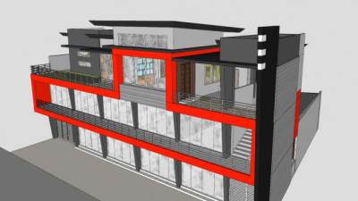 顶层公寓别墅建筑SU模型下载_sketchup草图大师SKP模型