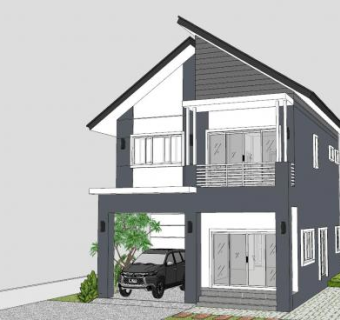 现代化简约别墅住宅SU模型下载_sketchup草图大师SKP模型