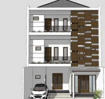 现代房子三楼建筑SU模型下载_sketchup草图大师SKP模型