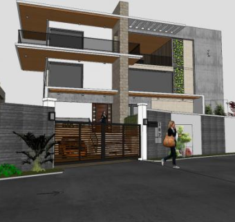 现代三层住宅别墅SU模型下载_sketchup草图大师SKP模型
