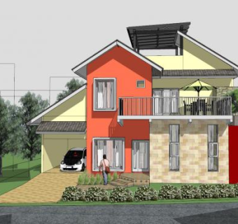 热带山地别墅建筑SU模型下载_sketchup草图大师SKP模型