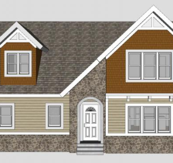 复兴融合屋房子建筑SU模型下载_sketchup草图大师SKP模型