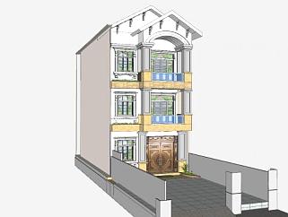 小型高层住宅别墅SU模型下载_sketchup草图大师SKP模型
