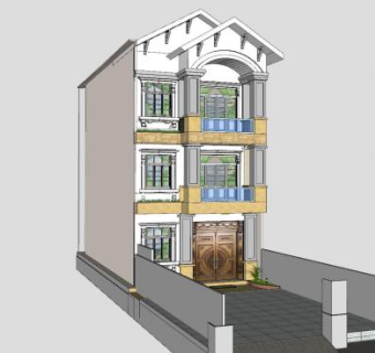 小型高层住宅别墅SU模型下载_sketchup草图大师SKP模型