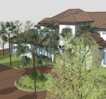 西方房子别墅建筑SU模型下载_sketchup草图大师SKP模型