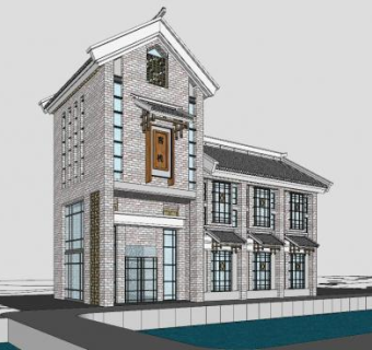 桂林某度假小屋别墅SU模型下载_sketchup草图大师SKP模型