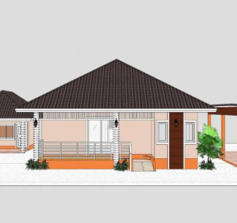 现代平房别墅小建筑SU模型下载_sketchup草图大师SKP模型