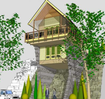 天涯海角别墅建筑SU模型下载_sketchup草图大师SKP模型
