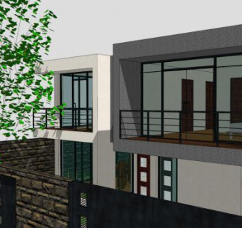 现代建筑休闲别墅SU模型下载_sketchup草图大师SKP模型